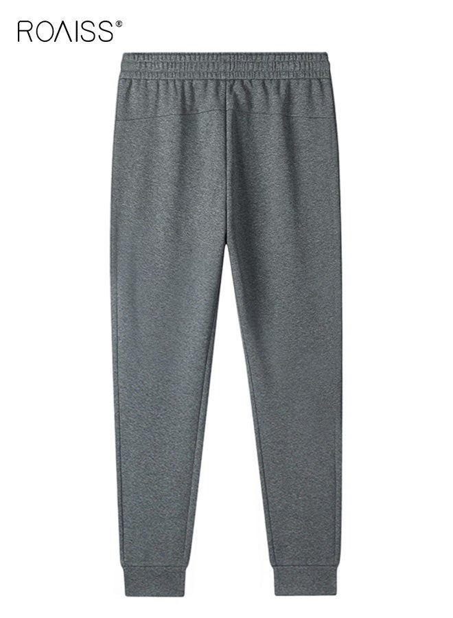 roaiss Unisex Cuffed Ankle Long Pants, Regular Fit Stretchy Trousers with Drawstring Elastic Waist, Nylon Spandex Blend, Soft Breathable Pants for Casual Athleisure Sports, Versatile Essential, Gray - Image 3